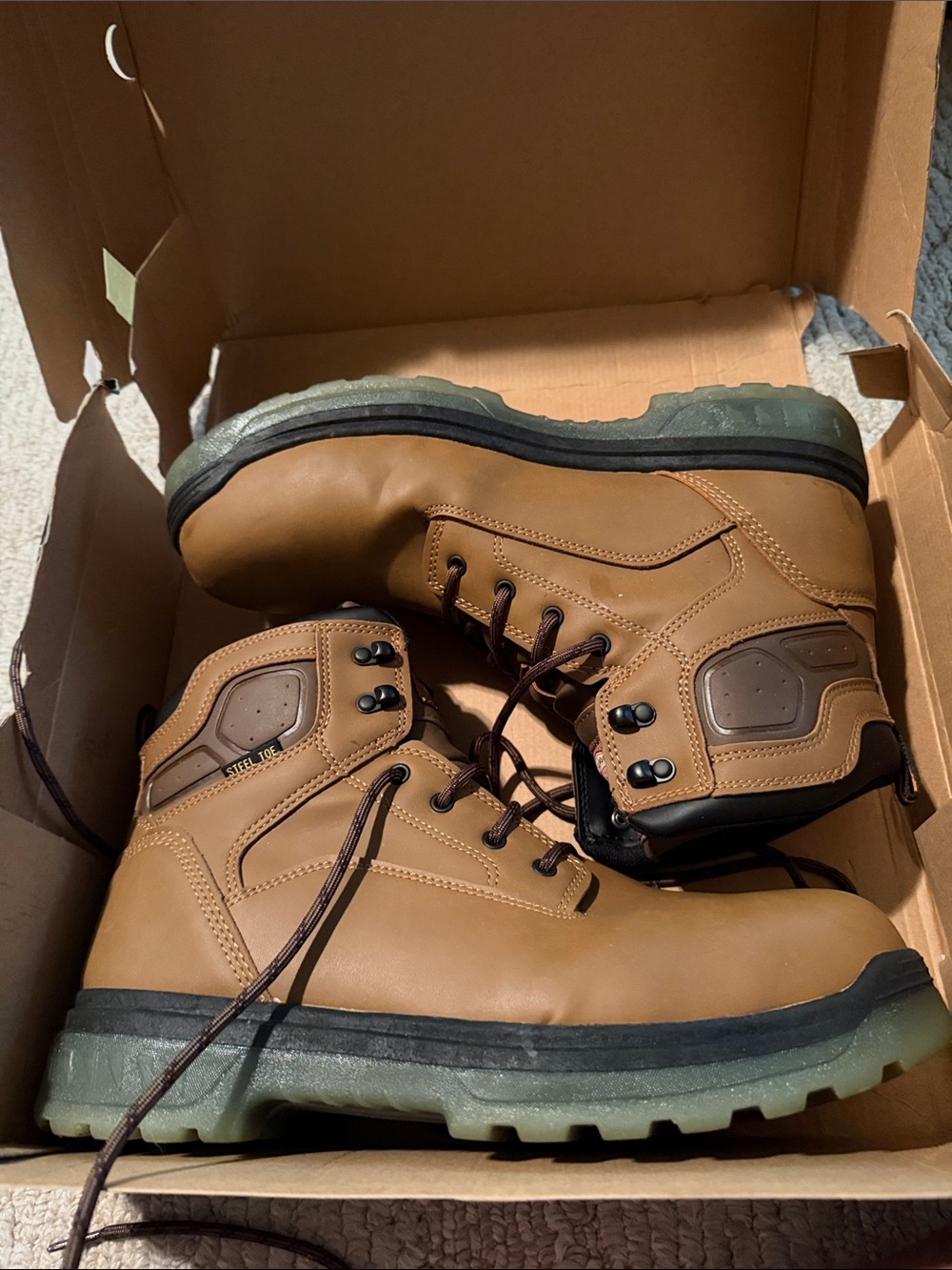 Men's Brown Brahma Steel Toe Work Boots - Durable Lace-Up Safety Boot